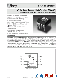 Datasheet SP3481 manufacturer Sipex